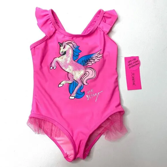 Betsey Johnson Sequin Unicorn Swimsuit Sz 2T - Picture 3 of 9